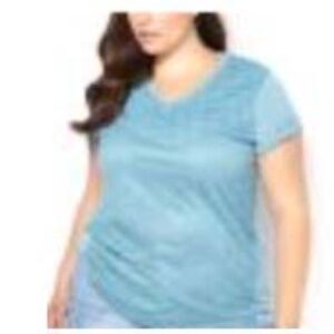 T-SHIRT, LACE FRONT, ADRIATIC BLUE (Medium Blue), SIZE 4X, V NECK, SHAPED FIT,